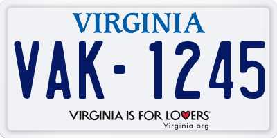 VA license plate VAK1245
