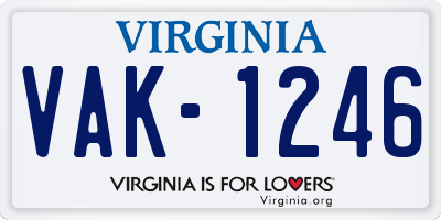 VA license plate VAK1246