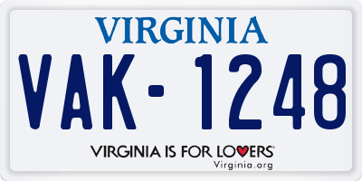 VA license plate VAK1248