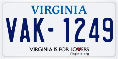 VA license plate VAK1249