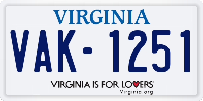 VA license plate VAK1251