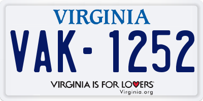 VA license plate VAK1252