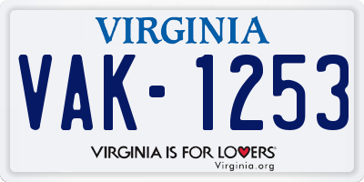 VA license plate VAK1253