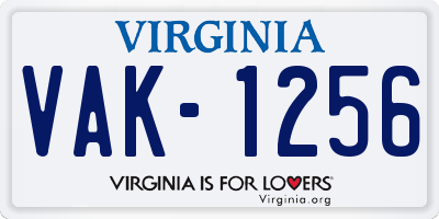 VA license plate VAK1256
