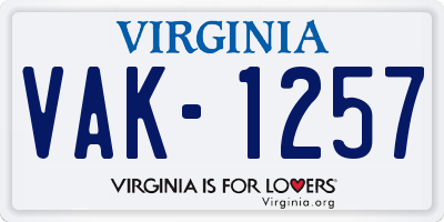 VA license plate VAK1257
