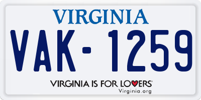 VA license plate VAK1259