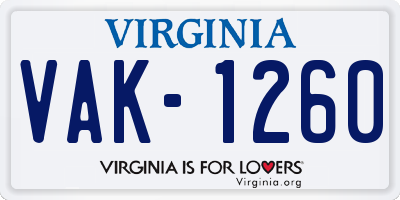 VA license plate VAK1260