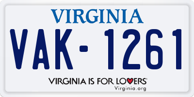 VA license plate VAK1261