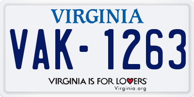 VA license plate VAK1263