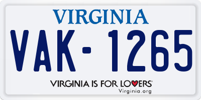 VA license plate VAK1265