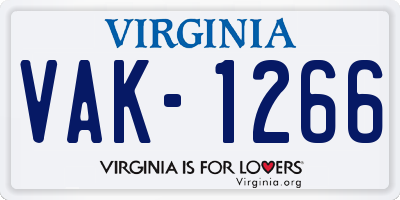 VA license plate VAK1266