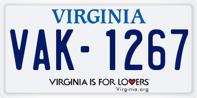 VA license plate VAK1267