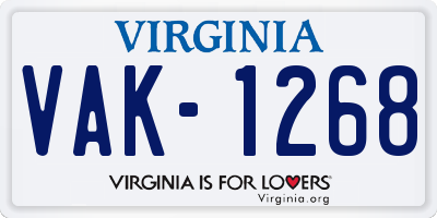 VA license plate VAK1268