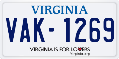 VA license plate VAK1269