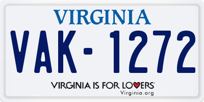 VA license plate VAK1272