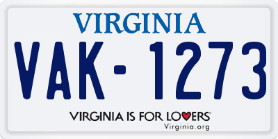 VA license plate VAK1273