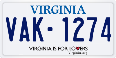 VA license plate VAK1274