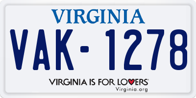 VA license plate VAK1278