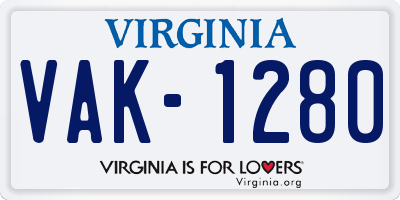 VA license plate VAK1280