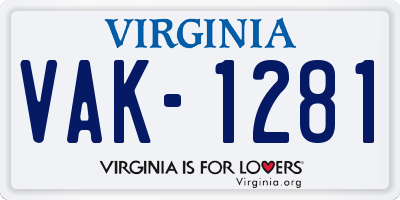 VA license plate VAK1281