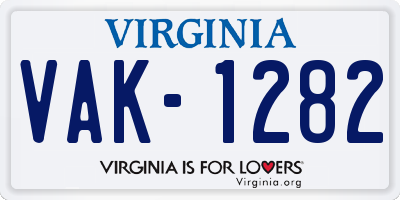 VA license plate VAK1282