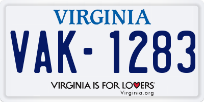 VA license plate VAK1283