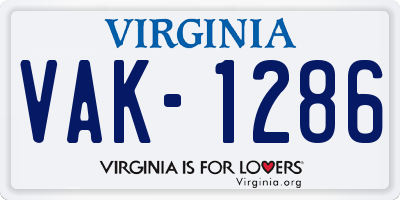 VA license plate VAK1286