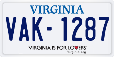 VA license plate VAK1287