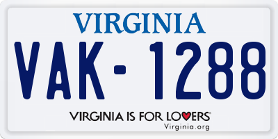 VA license plate VAK1288