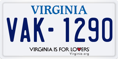 VA license plate VAK1290