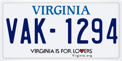 VA license plate VAK1294