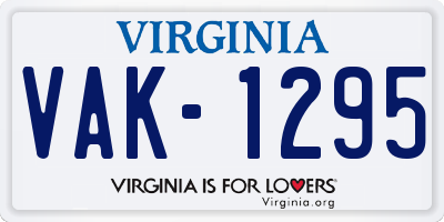 VA license plate VAK1295