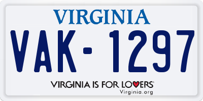 VA license plate VAK1297