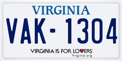VA license plate VAK1304