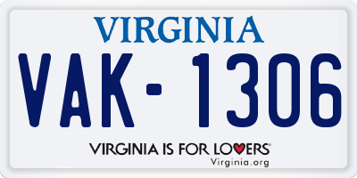 VA license plate VAK1306