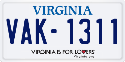 VA license plate VAK1311