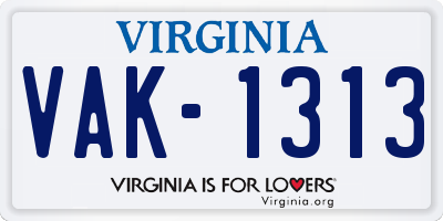 VA license plate VAK1313