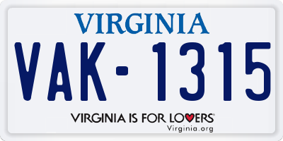 VA license plate VAK1315