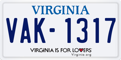 VA license plate VAK1317