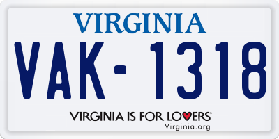 VA license plate VAK1318