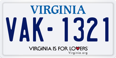 VA license plate VAK1321