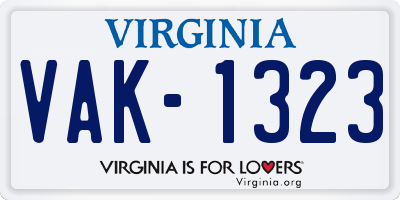 VA license plate VAK1323