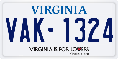 VA license plate VAK1324