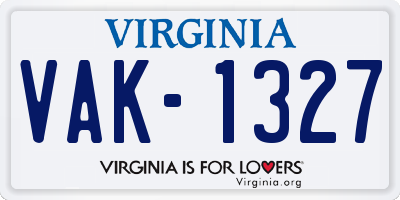 VA license plate VAK1327