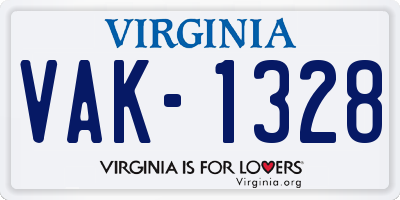 VA license plate VAK1328