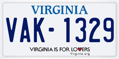 VA license plate VAK1329