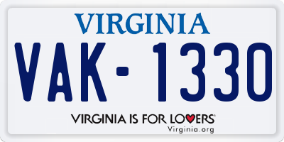 VA license plate VAK1330