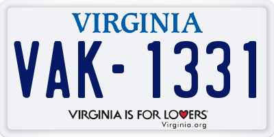 VA license plate VAK1331