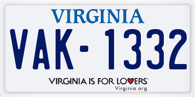 VA license plate VAK1332
