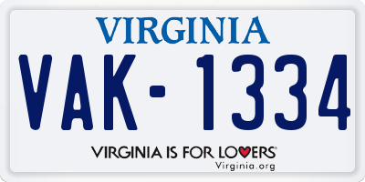VA license plate VAK1334
